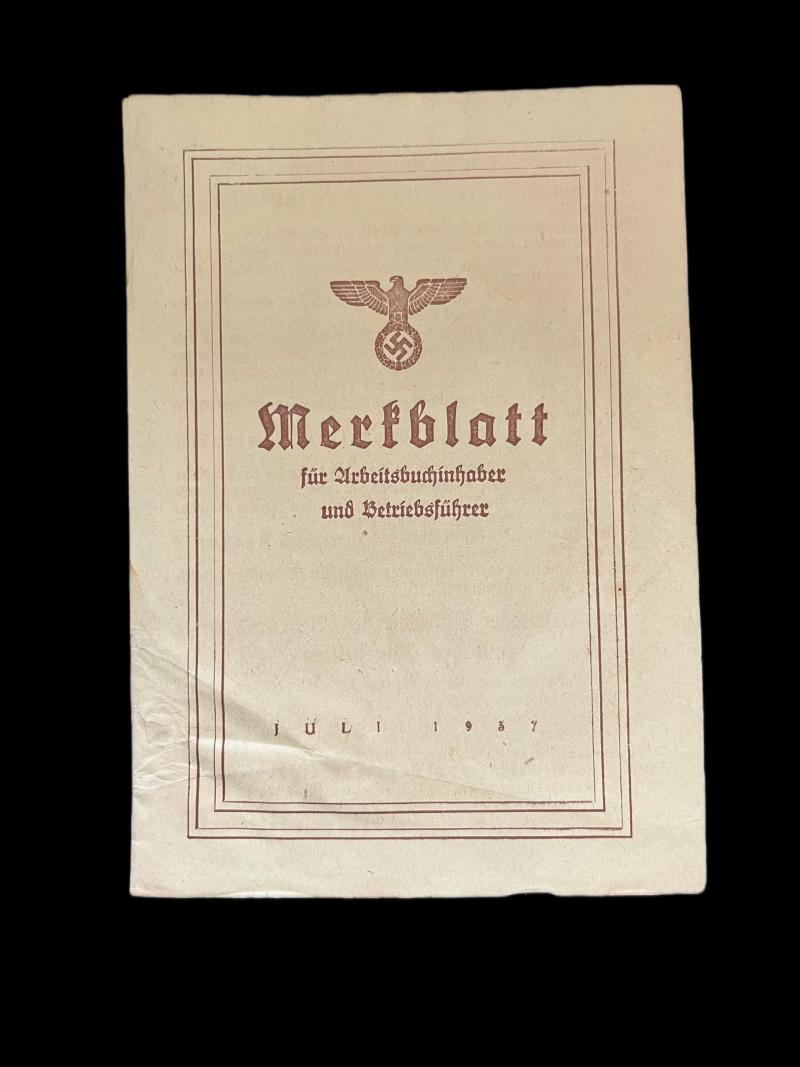 1937 DATED GERMAN MERKBLATT