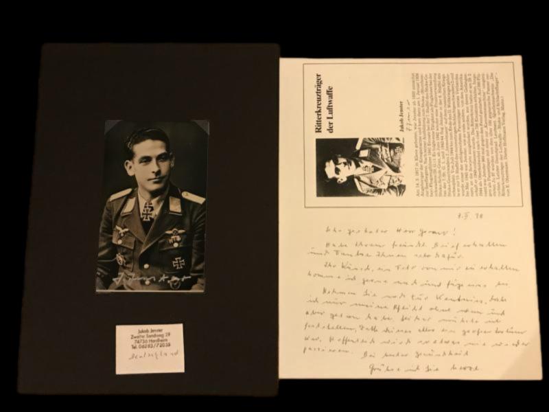 SIGNATURE OF STUKA PILOT JAKOB JENSTER