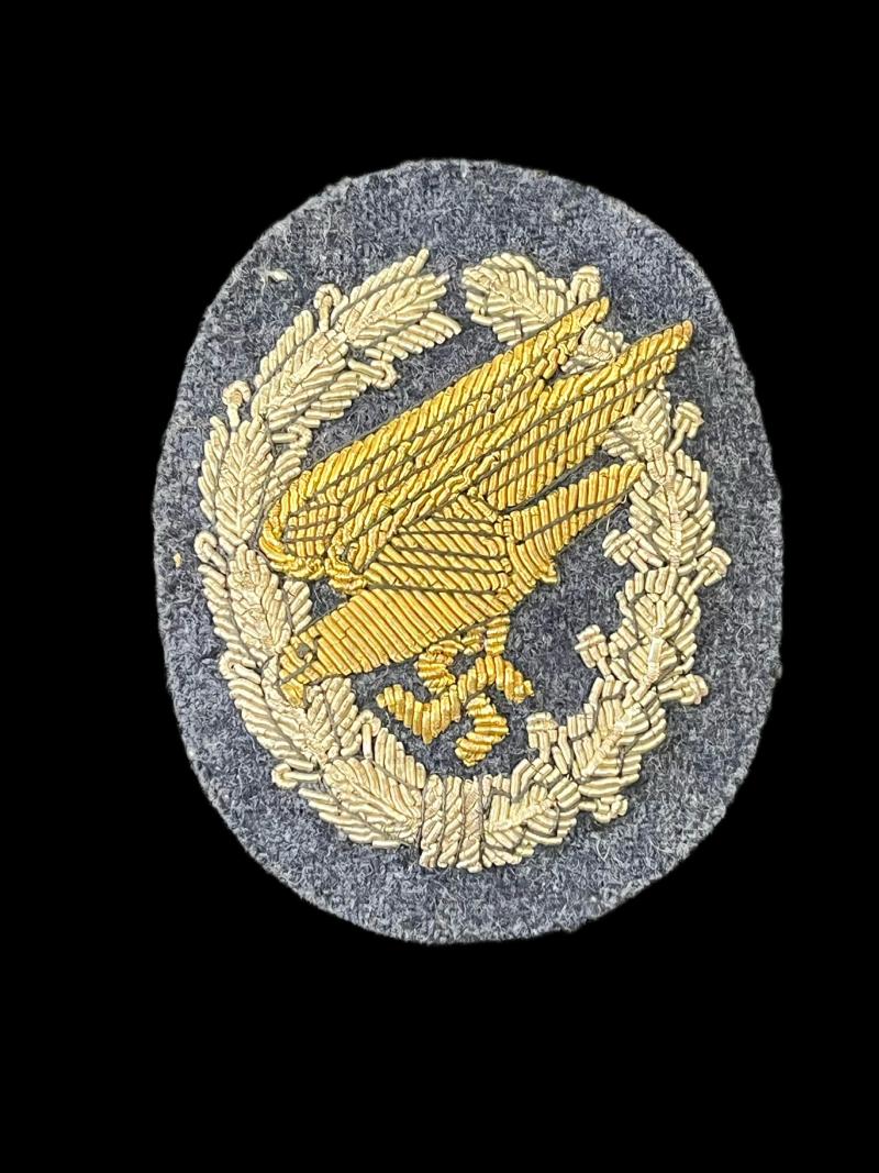 WW2 GERMAN FALLSCHIRMJAGER OFFICERS BULLION PATCH