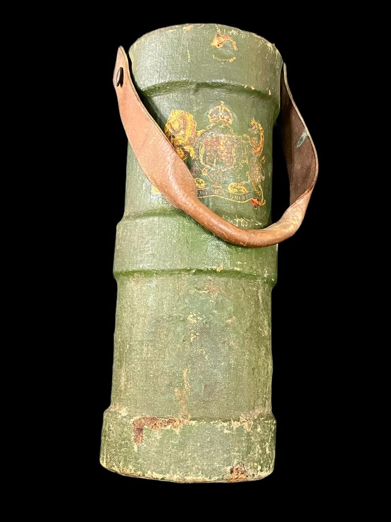 19TH CENTURY BRITISH CORDITE CONTAINER WITH LEATHER STRAP