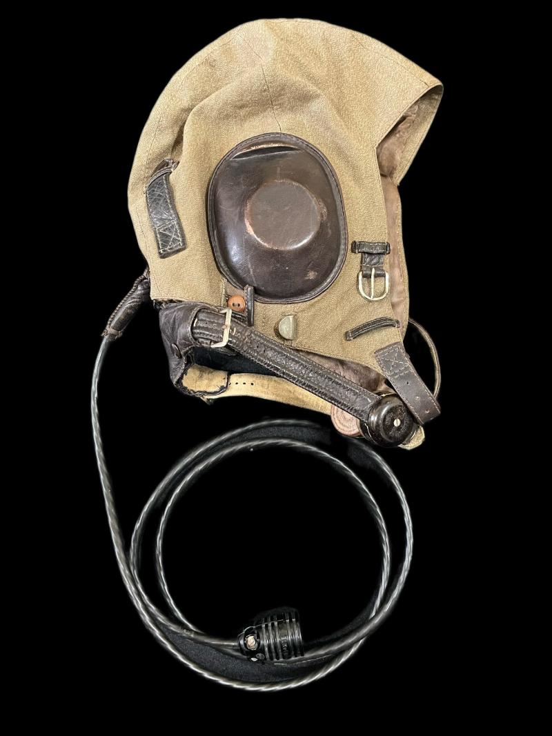 WW2 GERMAN LUFTWAFFE LKP S 101 PILOTS HELMET WITH EARLY THROAT MIC (NAMED EWALD)