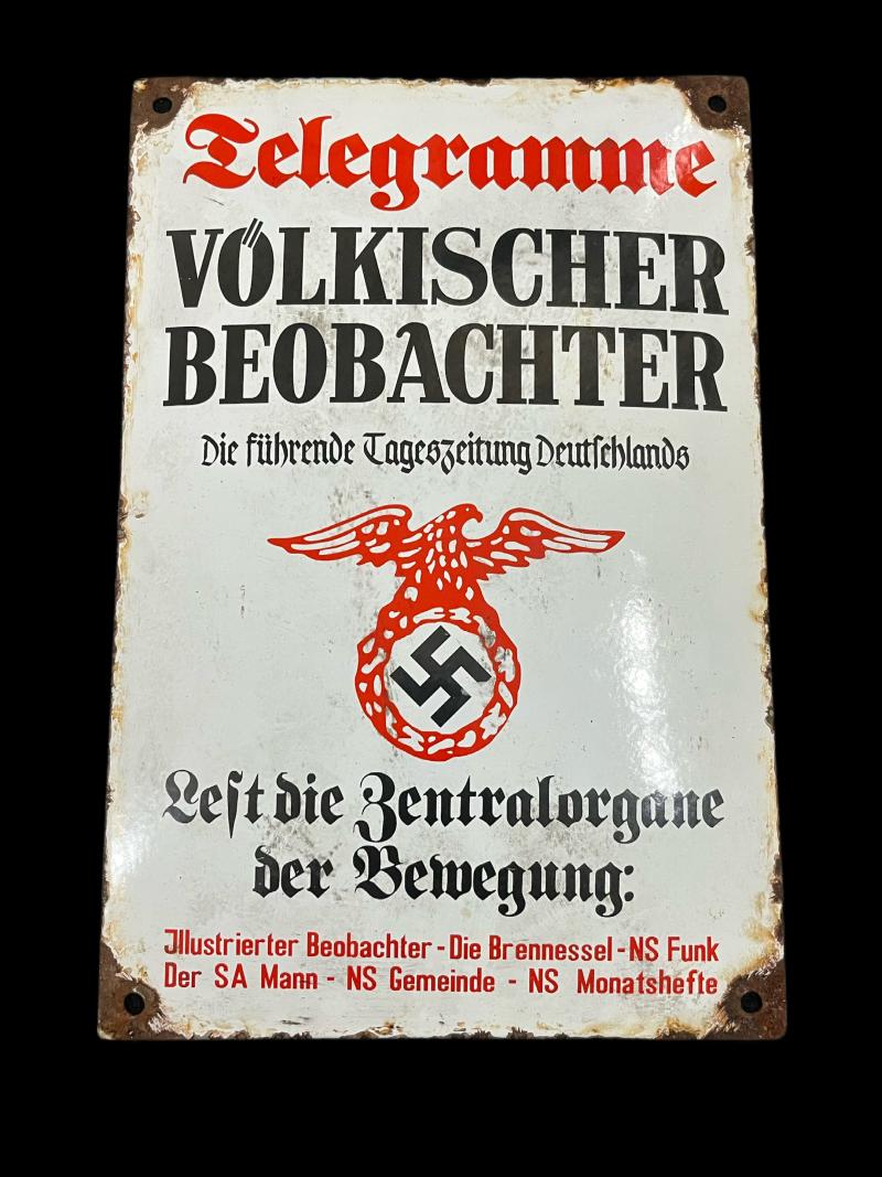 REPRODUCTION WW2 GERMAN NEWS PAPER PROPERGANDA ENAMEL SIGN