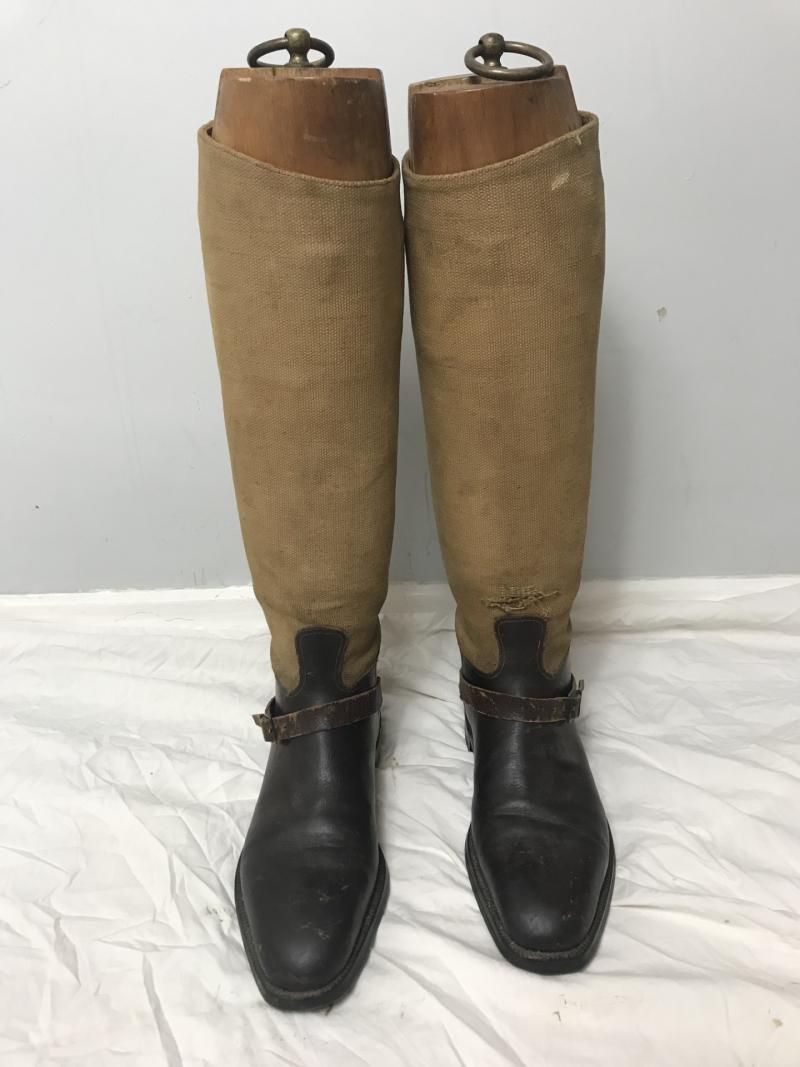 VERY RARE WW1 BRITISH OFFICER'S CANVAS/LEATHER BOOTS