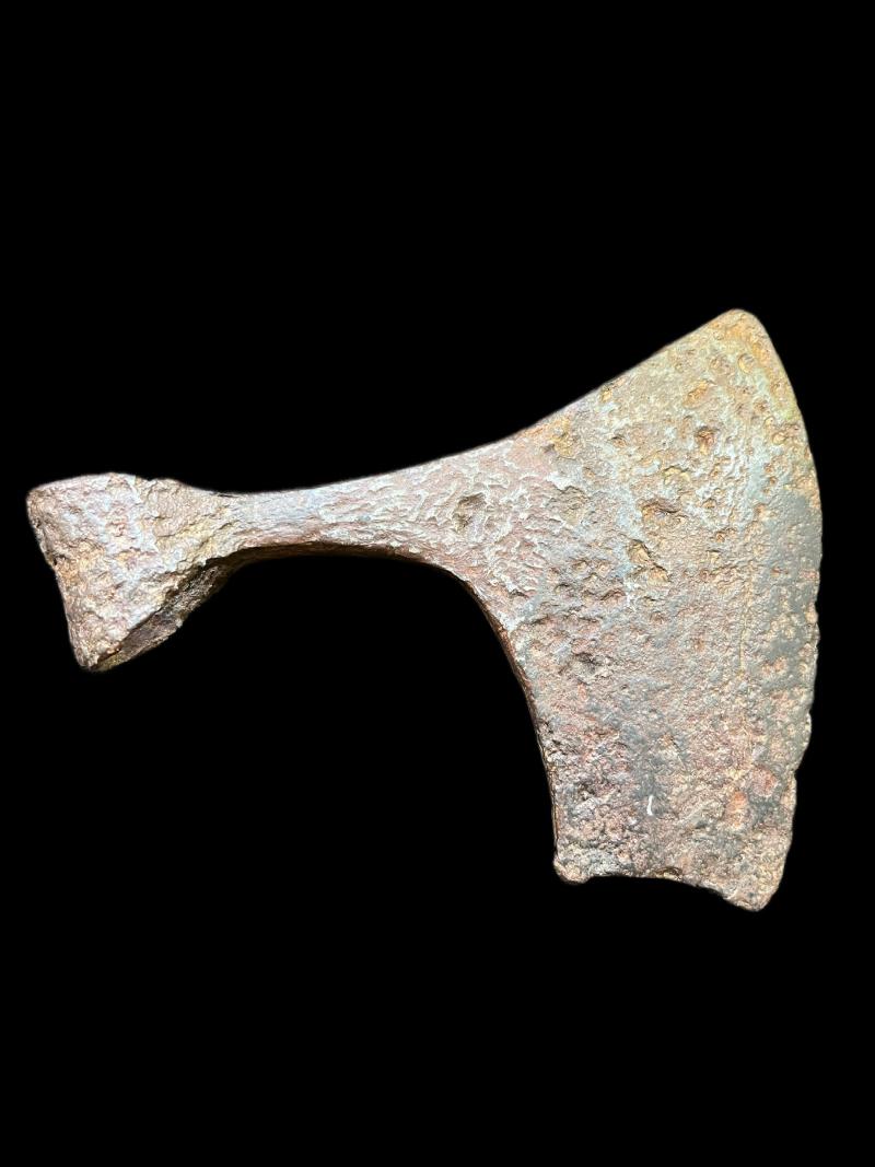 RARE VIKING PATTERN WELDED BATTLE AXE HEAD FOR HIGH RANKING VIKING