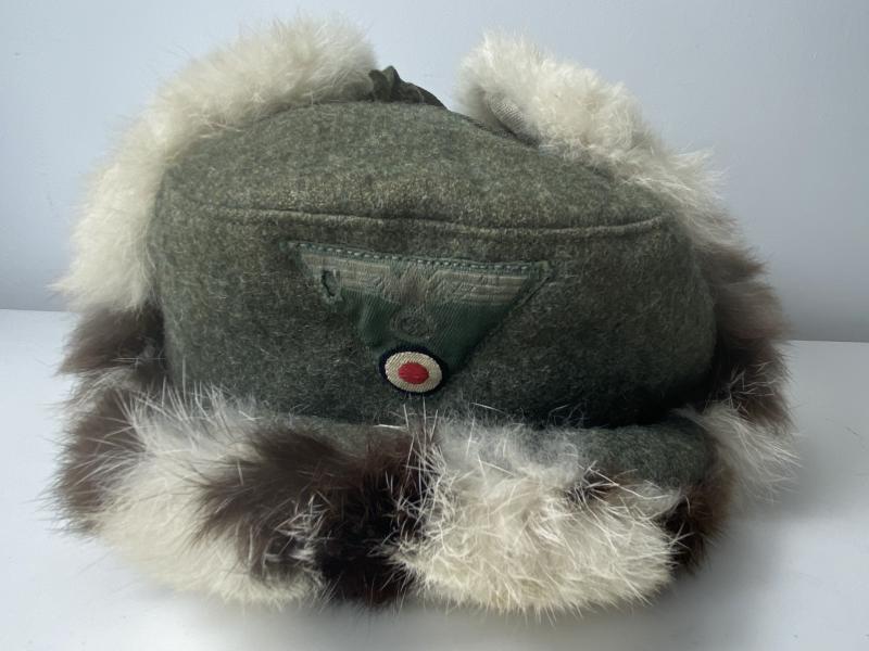 WW2 GERMAN RABBIT FUR CAP