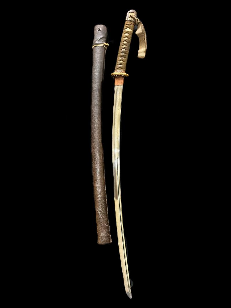 WW2 JAPANESE OFFICER'S SIGNED HILT KATANA SWORD & SCABBARD & LETTER OF RETENTION