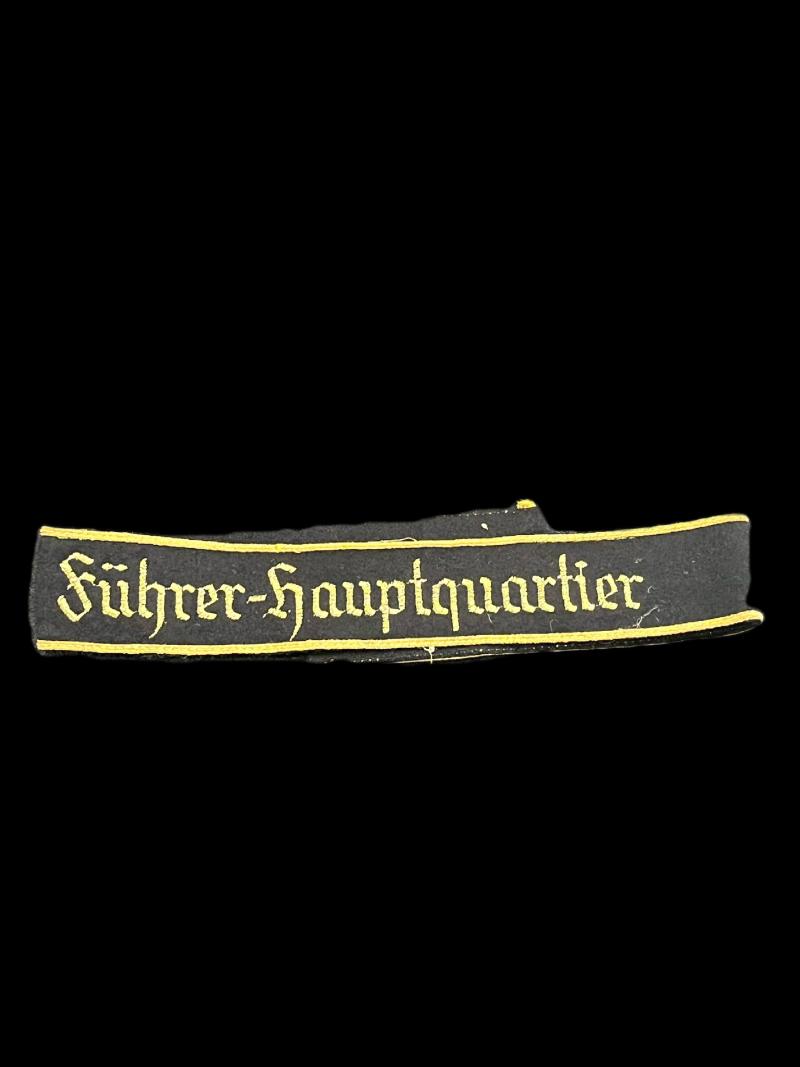REPRODUCTION WW2 GERMAN FUHRER-HAUPTQUATIER CUFF TITLE