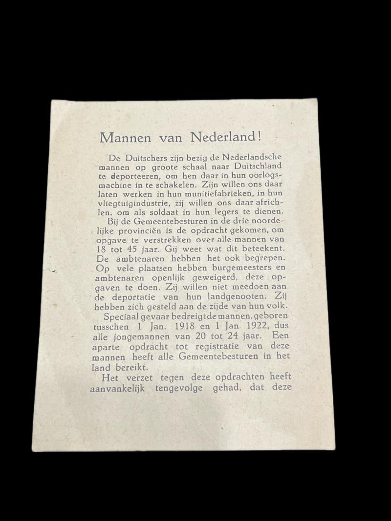 WW2 DUTCH RESISTANCE PAMPHLET MANNEN VAN NEDERLAND!
