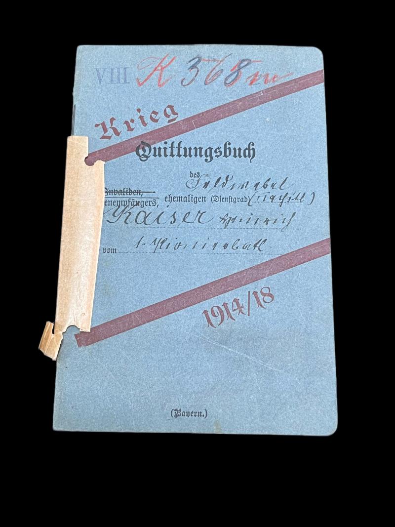 WW1 KRIEG QUITTUNGSBUCH