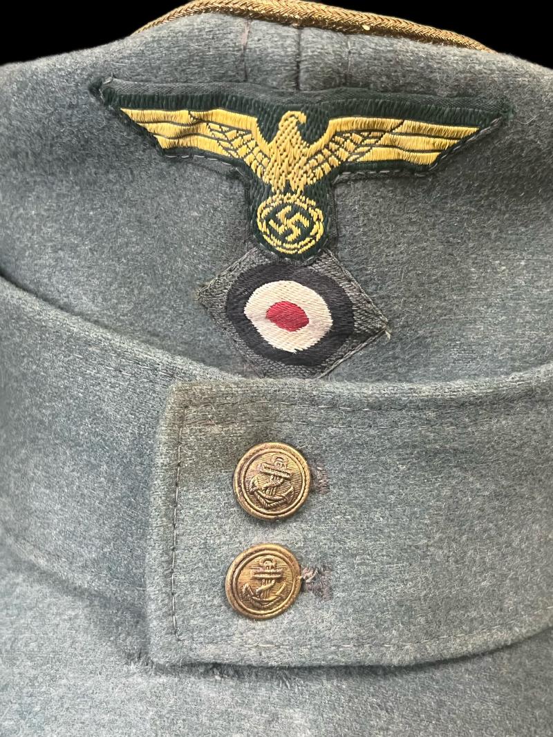 WW2 GERMAN KRIEGSMARINE OFFICER'S COASTAL ARTILLERY M43 FIELD CAP
