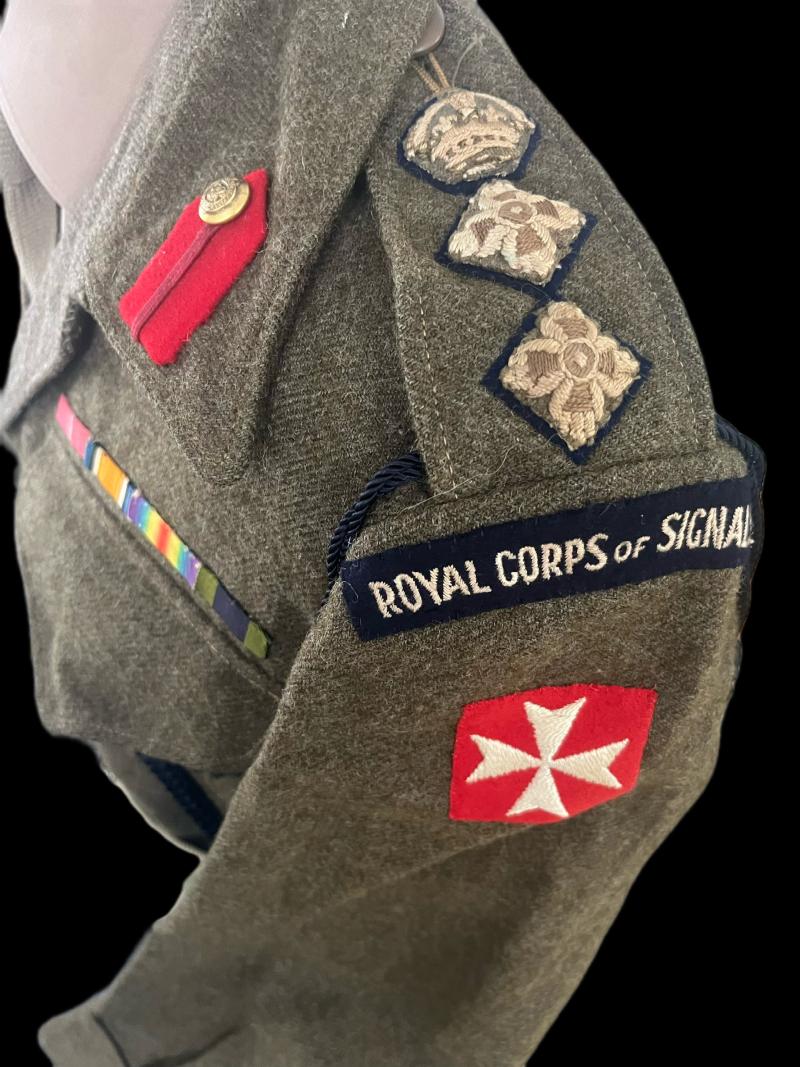 WW2 BRITISH COLONEL ROYAL CORP OF SIGNALS BATTLE DRESS (CANADIAN MADE) (NAMED)