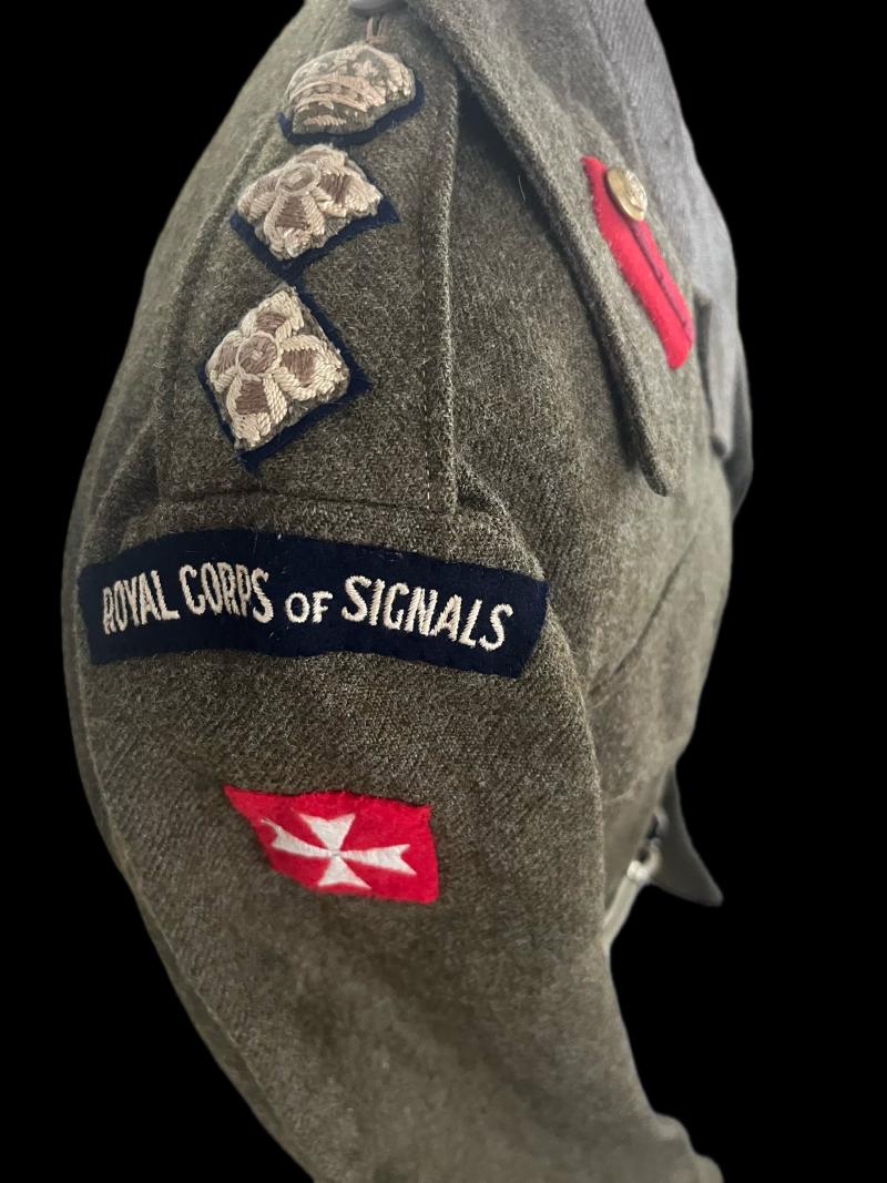 WW2 BRITISH COLONEL ROYAL CORP OF SIGNALS BATTLE DRESS (CANADIAN MADE) (NAMED)