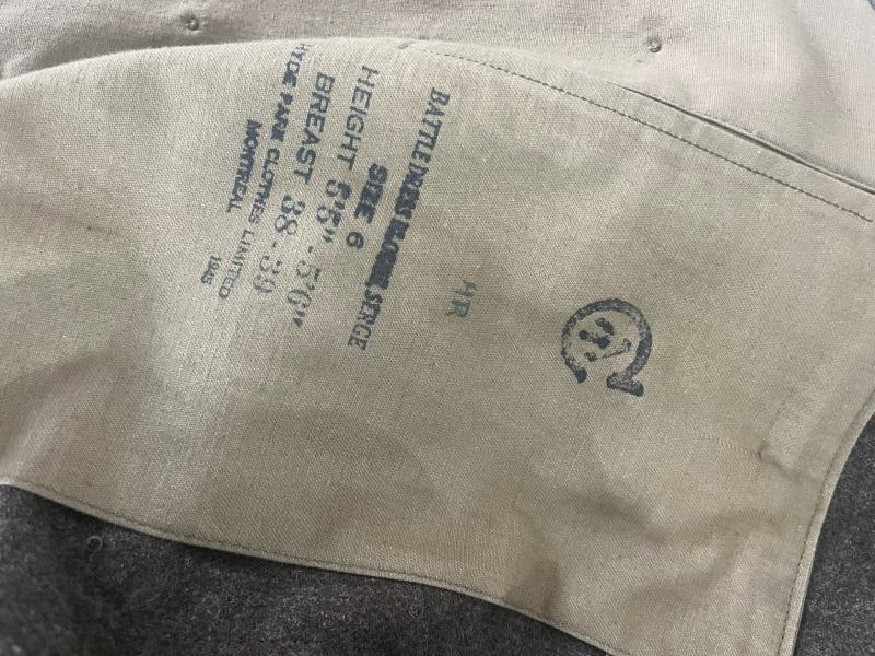 WW2 BRITISH COLONEL ROYAL CORP OF SIGNALS BATTLE DRESS (CANADIAN MADE) (NAMED)