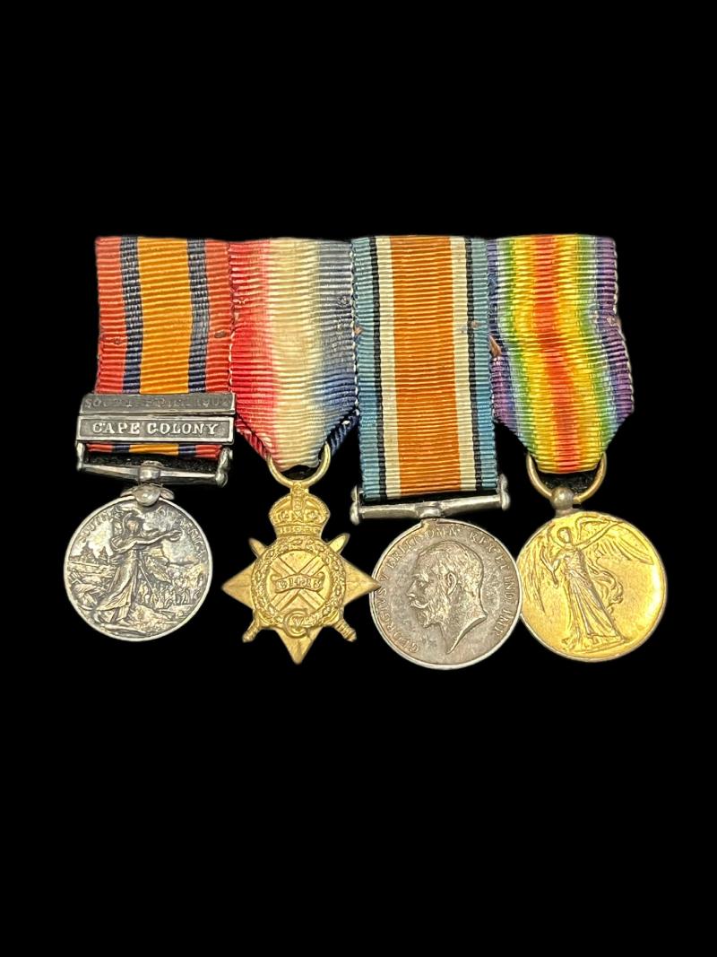4 X WW1 MINIATURE MEDALS INCLUDING THE QSA
