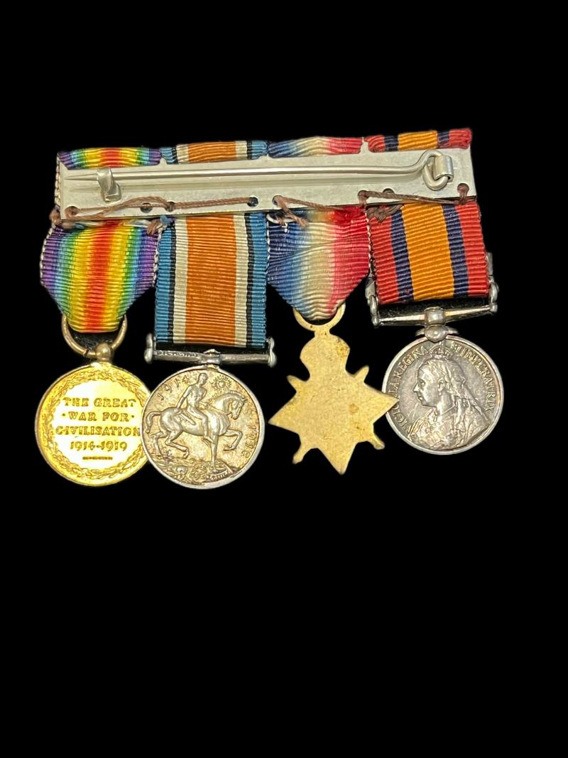 4 X WW1 MINIATURE MEDALS INCLUDING THE QSA