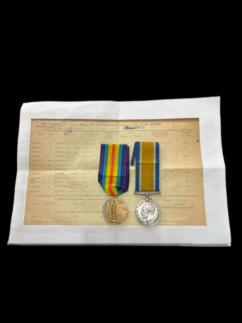 WW1 MEDAL PAIR (5641 PTE A.FOSTER MIDDLESEX REGIMENT)