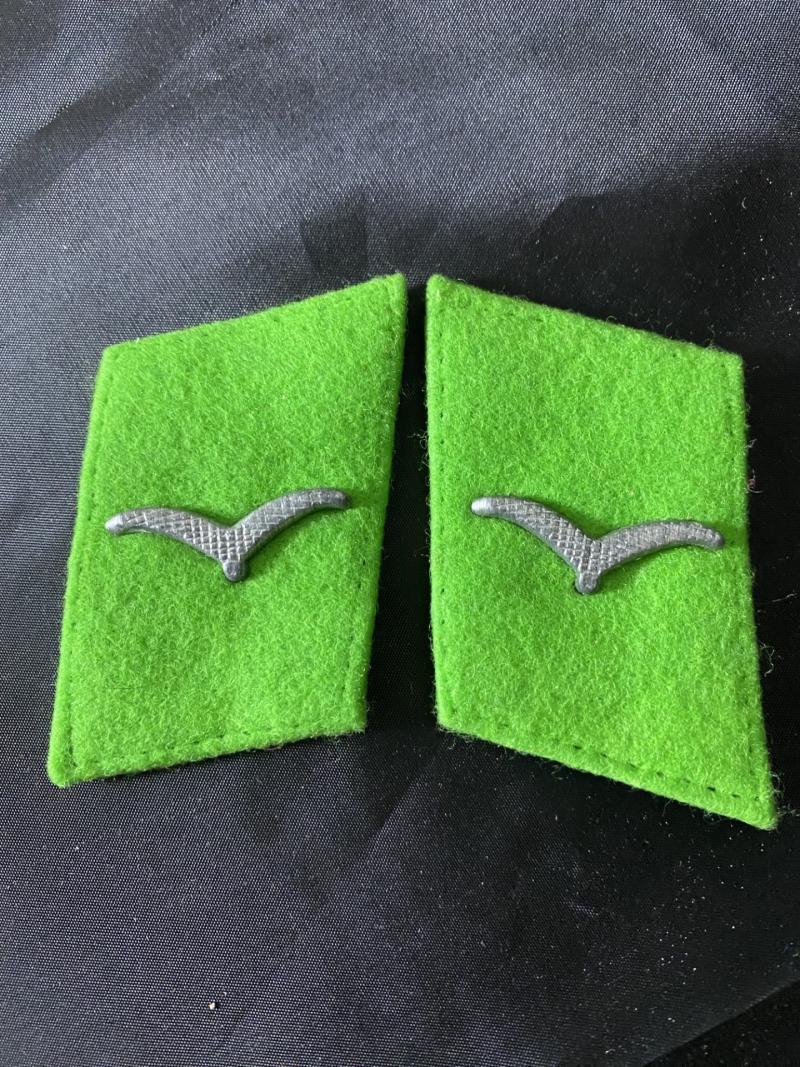 WW2 GERMAN LUFTWAFFE PAAR KRAGENSPIEGEL FLIEGER GEFREITER FELDDIVISION GREEN COLLAR PATCHES