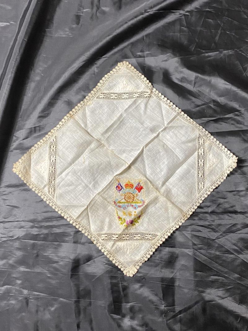 WW1 ROYAL GARRISON ARTILLERY SILK HANKIE