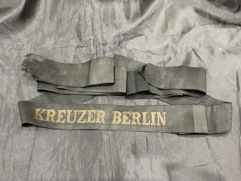 WW2 GERMAN KRIEGSMARINE KREUZER BERLIN CAP TALLY
