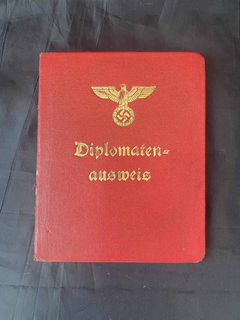 WW2 GERMAN DIPLOMATIC ID-CARD OF A GUSTAV RENTER
