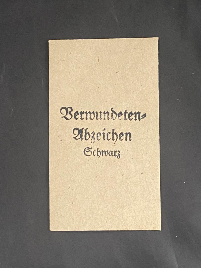 REPRODUCTION WW2 GERMAN WOUND BADGE IN BLACK PRESENTATION DECORATION ENVELOPE