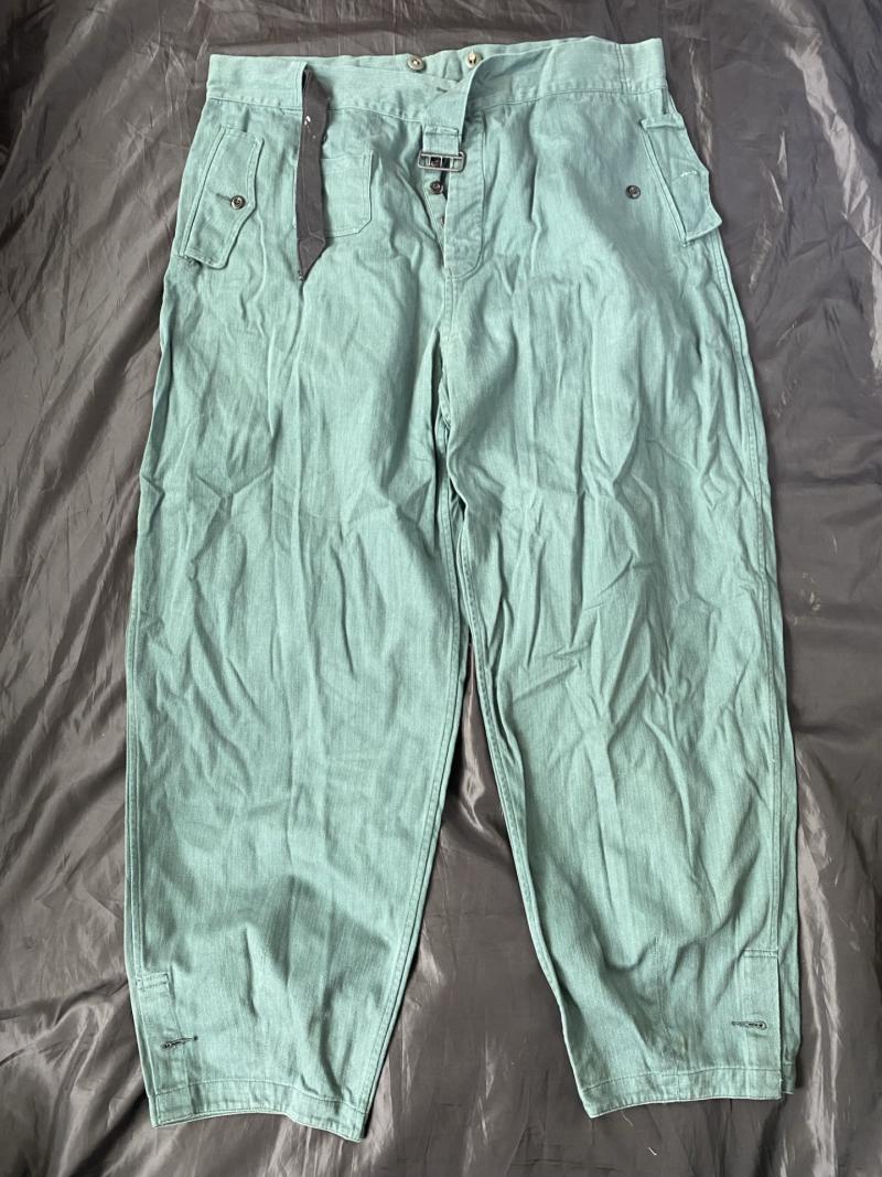 REPRODUCTION SM WW2 GERMAN REED GREEN HBT PANZER TROUSERS