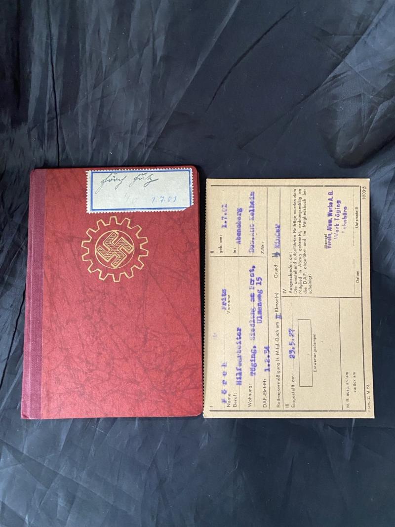 THE GERMAN LABOUR FRONT MEMBERSHIP BOOK