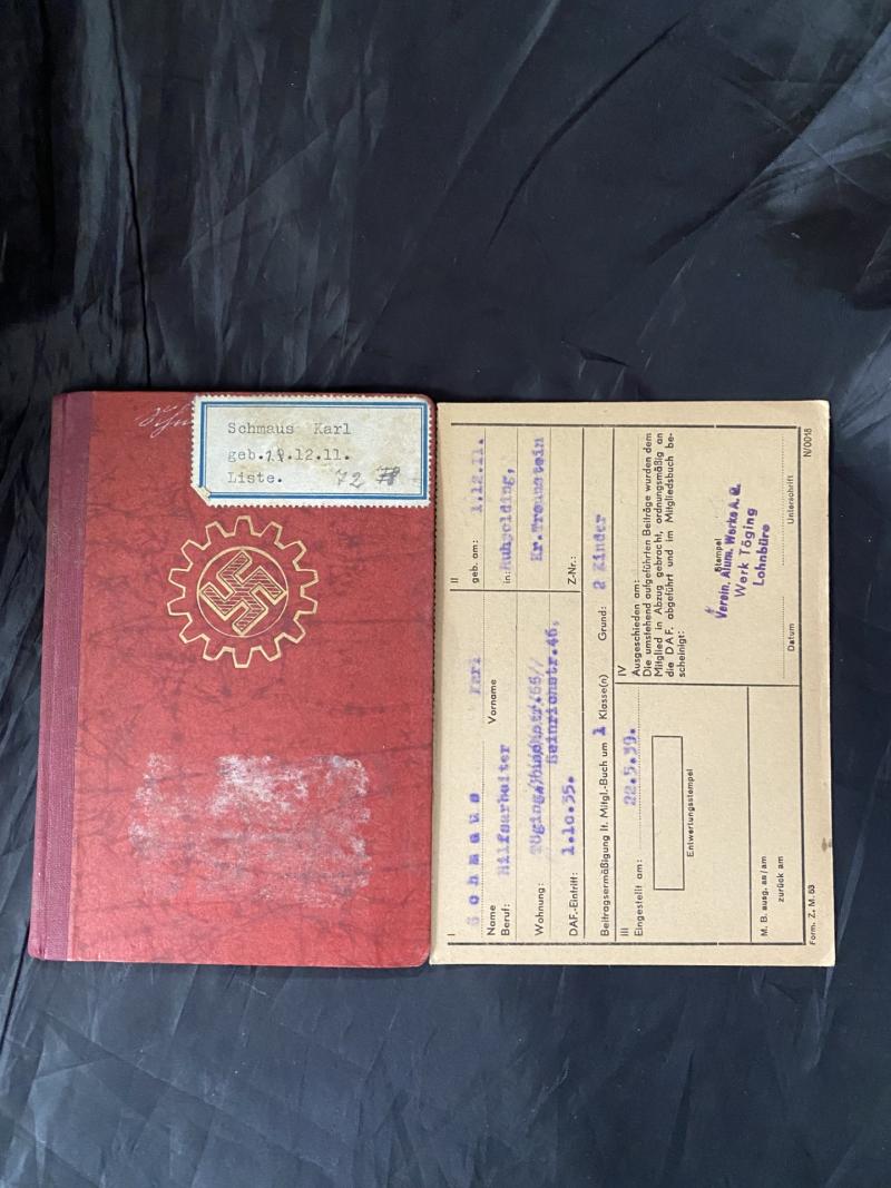 THE GERMAN LABOUR FRONT MEMBERSHIP BOOK
