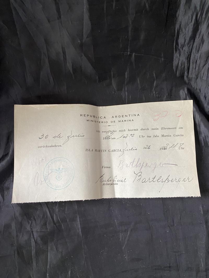WW2 GERMAN (REPUBLICA  ARGENTINA) LEAVE PASS