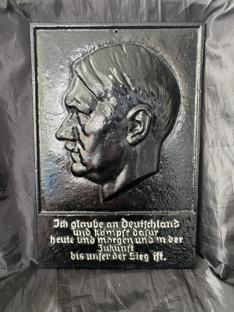 WW2 GERMAN ADOLF HITLER METAL WALL PLAQUE
