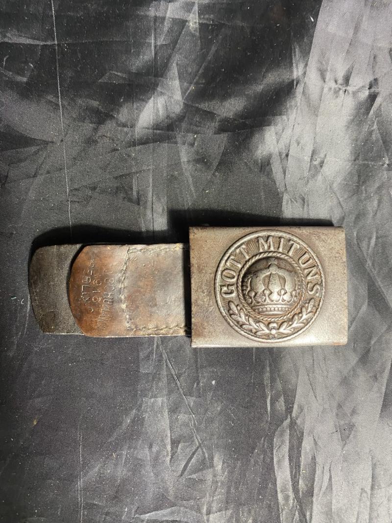 WW1 GERMAN ALL STEEL BELT BUCKLE AND TAB
