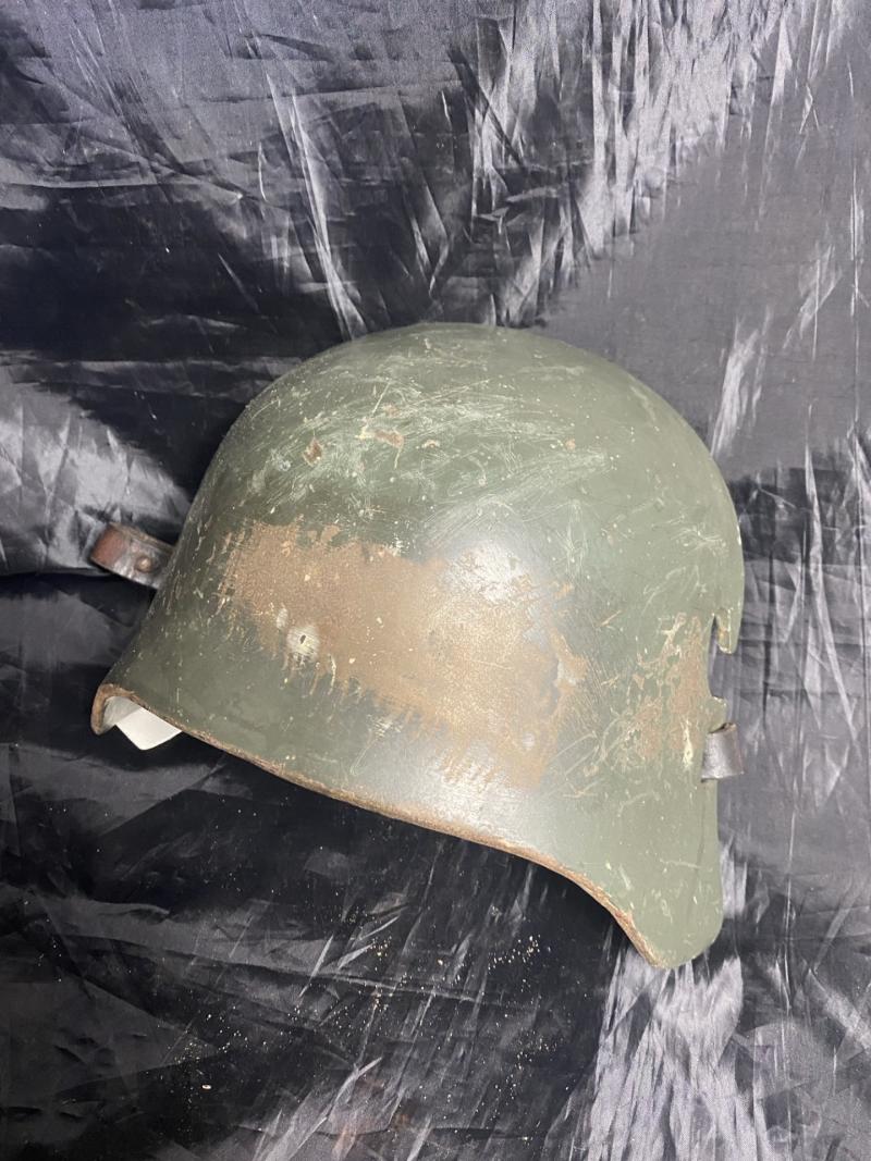 REPRODUCTION WW1 GERMAN M16 HELMET STEEL SNIPER BROW PLATE WITH ORIGINAL STRAP