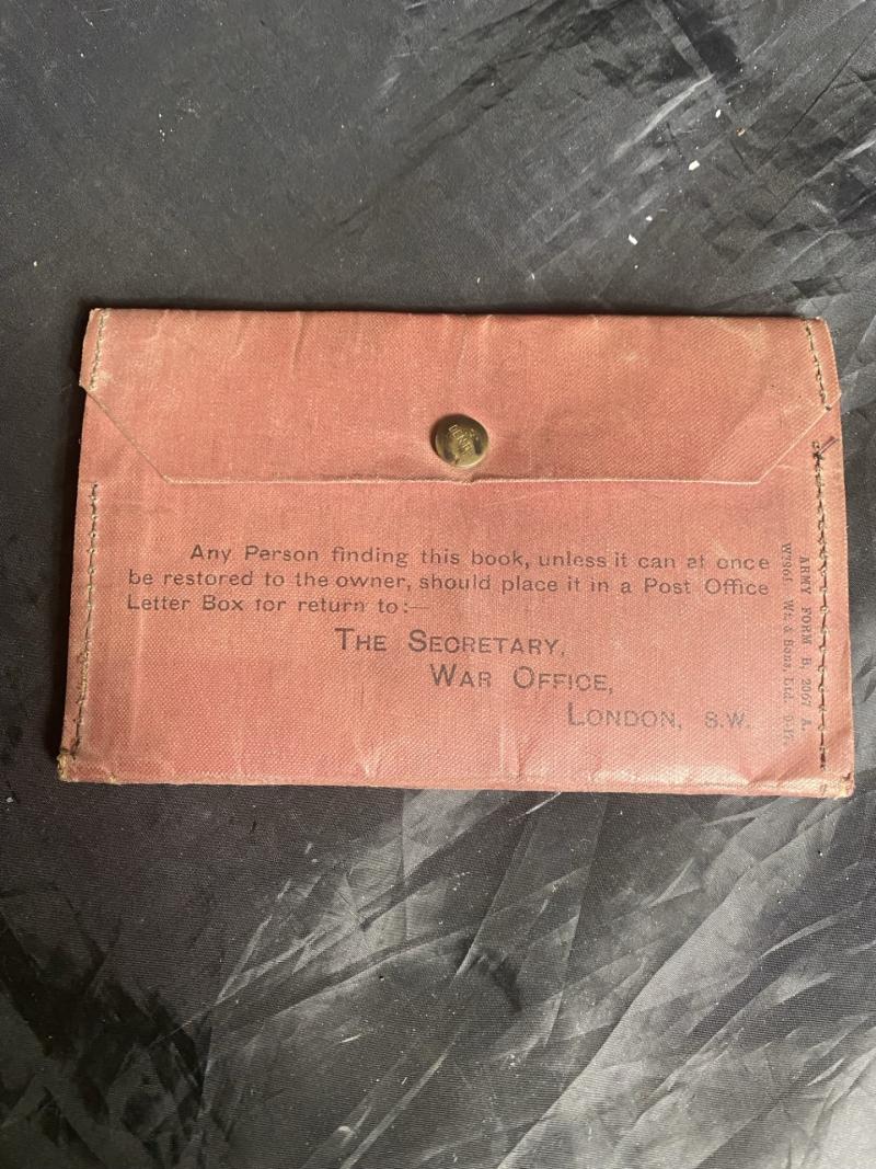 WW1 SOLDIERS RED BOOK WITH OTHER DOCUMENTS
