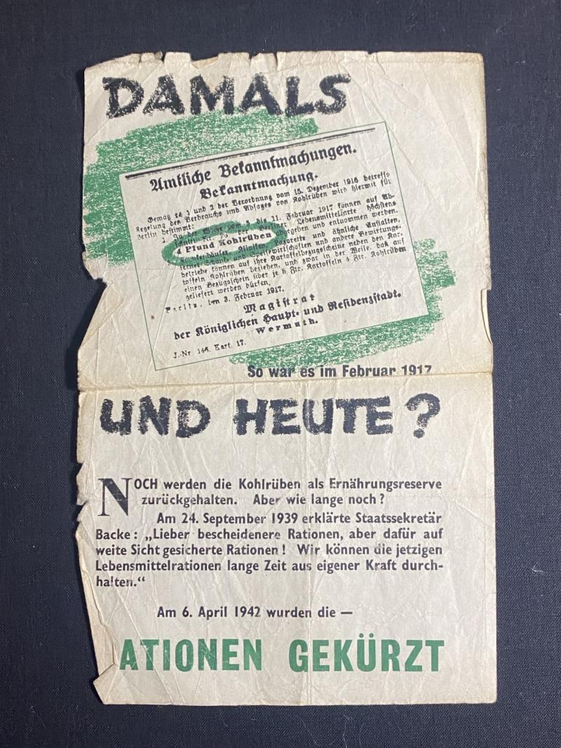 WW2 GERMAN DAMALS UND HEUTE PROPAGANDA LEAFLET