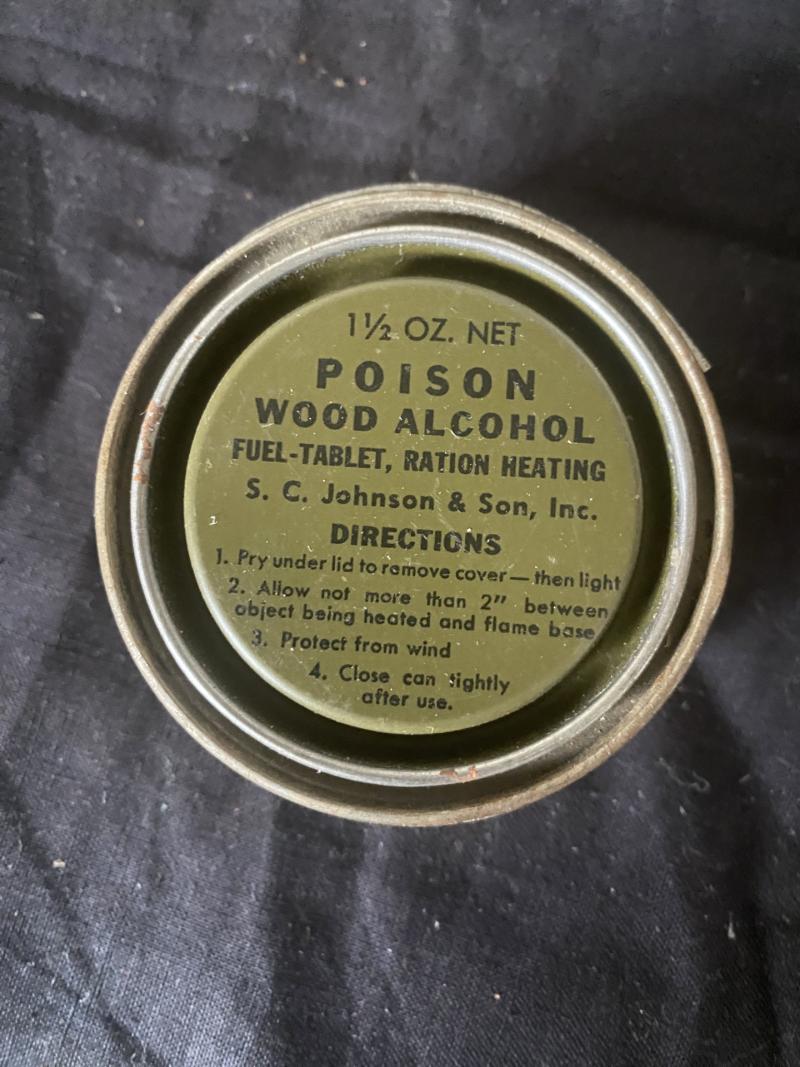 WW2 U.S. POISON WOOD ALCOHOL TIN WITH METAL GRILL