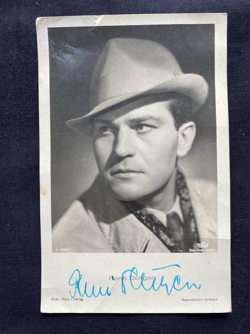 RENE DELTGEN POSTCARD AND ORIGINAL SIGNATURE