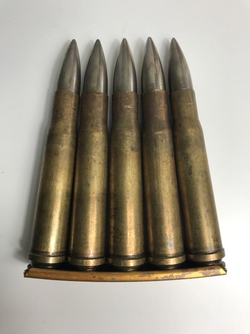 5 X WW2 .55 BOYS ANTI-TANK UNSTRUCK ROUNDS ON CLIP (INERT)