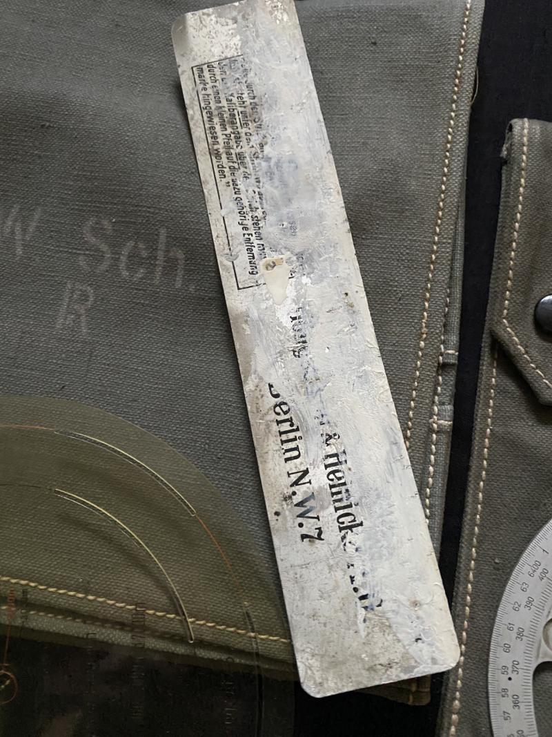 WW2 GERMAN ARTILLERY MAP DISTANCE MEASURING EQUIPMENT WITH Z.M.P. POUCH & W.SCH.R POUCH