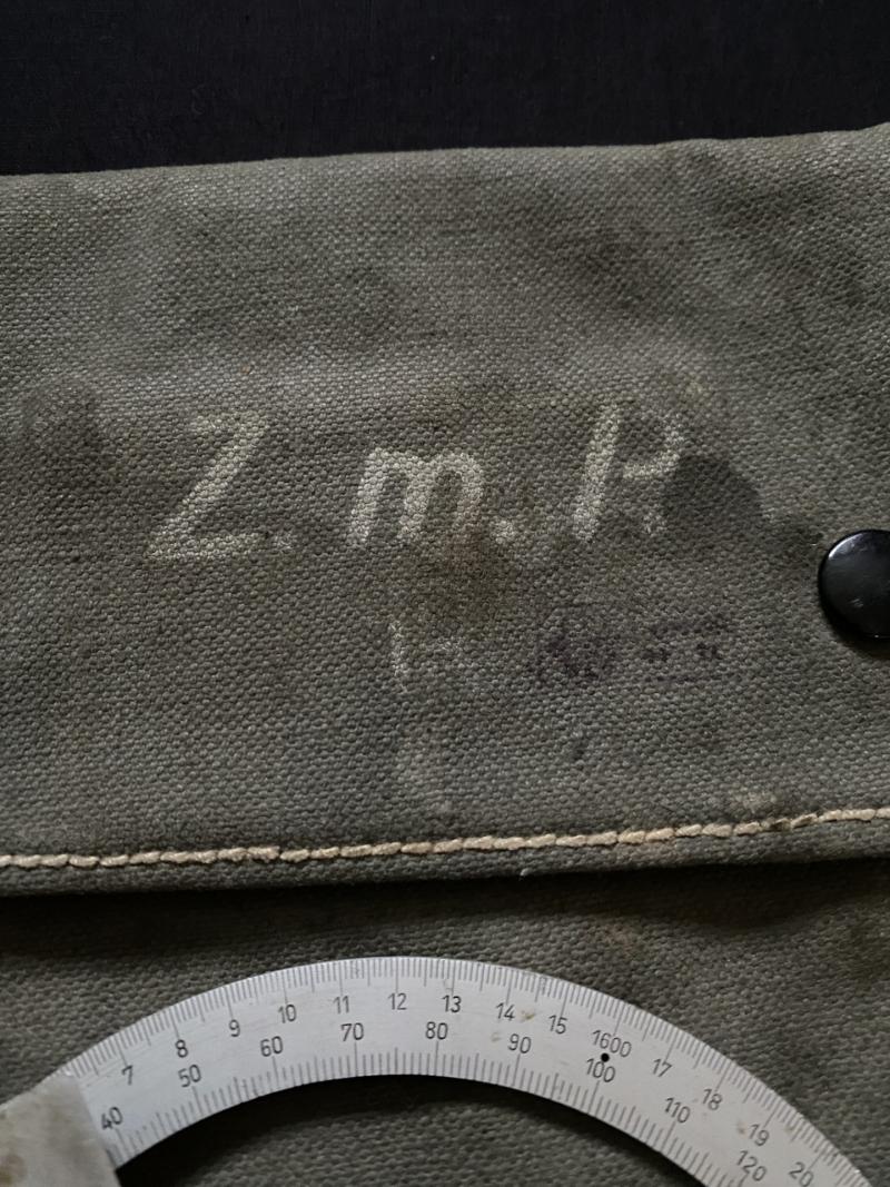 WW2 GERMAN ARTILLERY MAP DISTANCE MEASURING EQUIPMENT WITH Z.M.P. POUCH & W.SCH.R POUCH