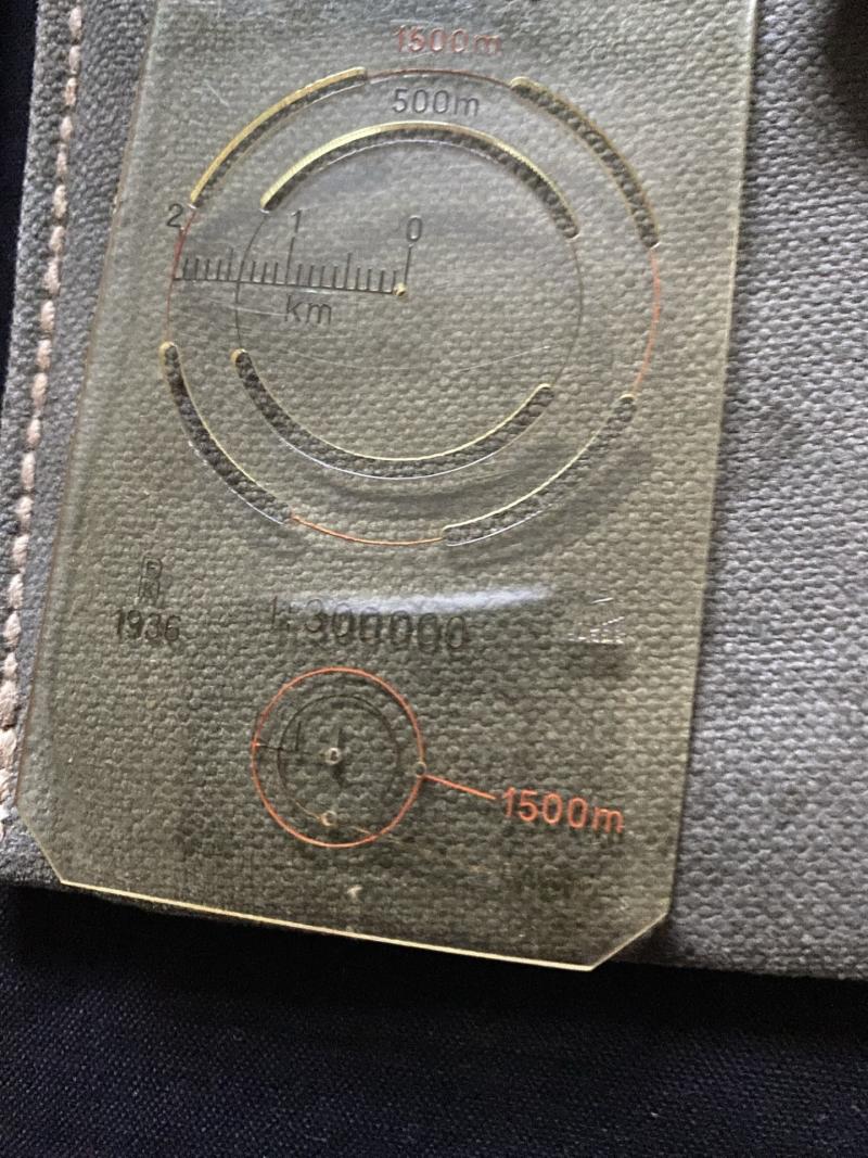 WW2 GERMAN ARTILLERY MAP DISTANCE MEASURING EQUIPMENT WITH Z.M.P. POUCH & W.SCH.R POUCH