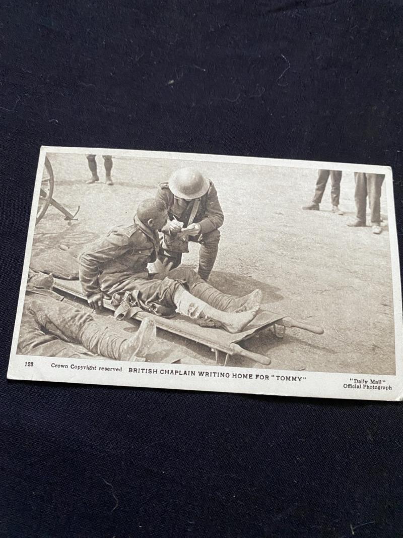 BRITISH CHAPLAIN WRITING HOME FOR 