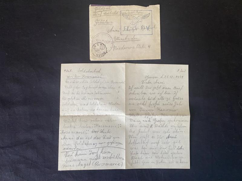 WW2 GERMAN 1939 DATED FELDPOST