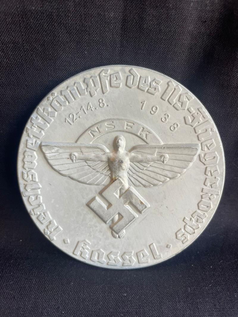 REPRODUCTION WW2 GERMAN 1938 NSFK REICHSWETTKAMPFE DES NS-FLIEGERKORPS KASSEL MEDALLION /AWARD