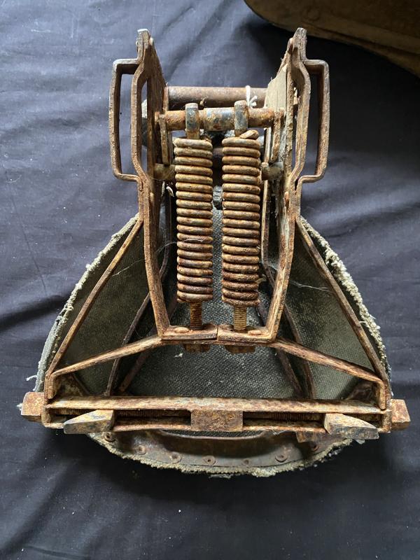 WW2 GERMAN MOTORCYCLE SEAT/TANK AND WHEEL GUARD FROM NORMANDY (DEAD MAN'S CORNER)