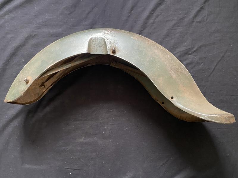 WW2 GERMAN MOTORCYCLE SEAT/TANK AND WHEEL GUARD FROM NORMANDY (DEAD MAN'S CORNER)