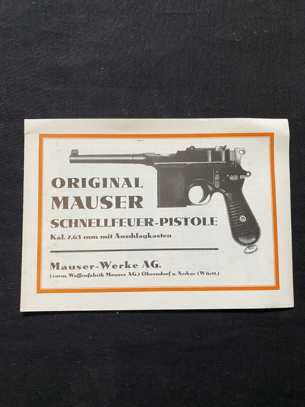 ORIGINAL MAUSER SCHNELLFEUER-PISTOLE MANUAL