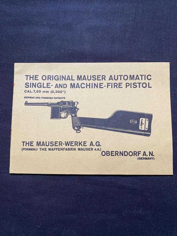THE ORIGINAL MAUSER AUTOMATIC SINGLE AND MACHINE FIRE PISTOL MANUAL