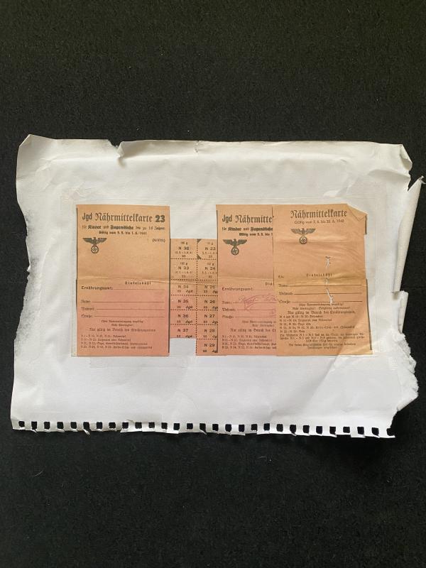 WW2 GERMAN YOUTH NUTRITION CARDS