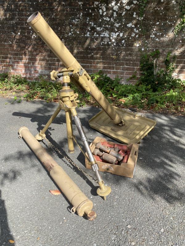 DEACTIVATED 1937 DATED SOVIET 82MM KRH 36 MORTAR WITH BLANK FIRING TUBE AND MORTARS (FULL MATCHING)