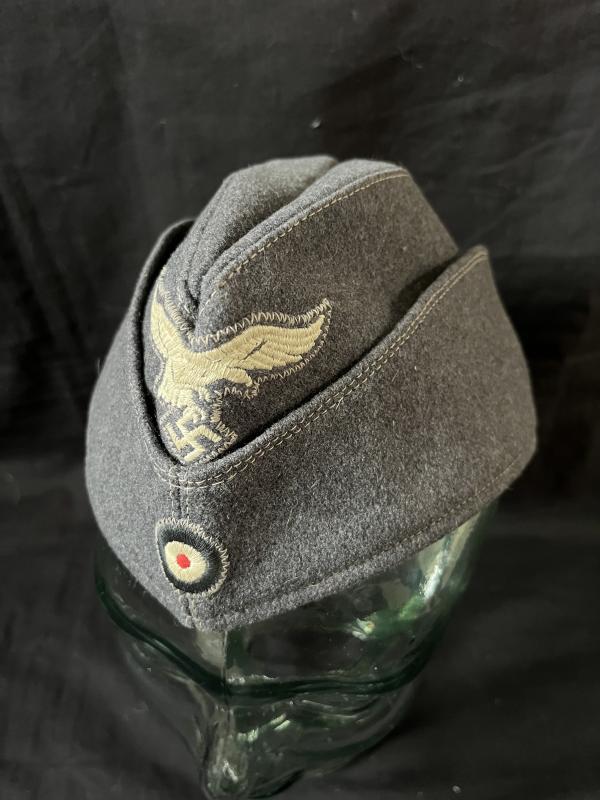 WW2 GERMAN LUFTWAFFE SIDE CAP WITH FACTORY INSIGNIA (RBNR)